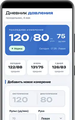 Интерфейс приложения «Дневник давления»